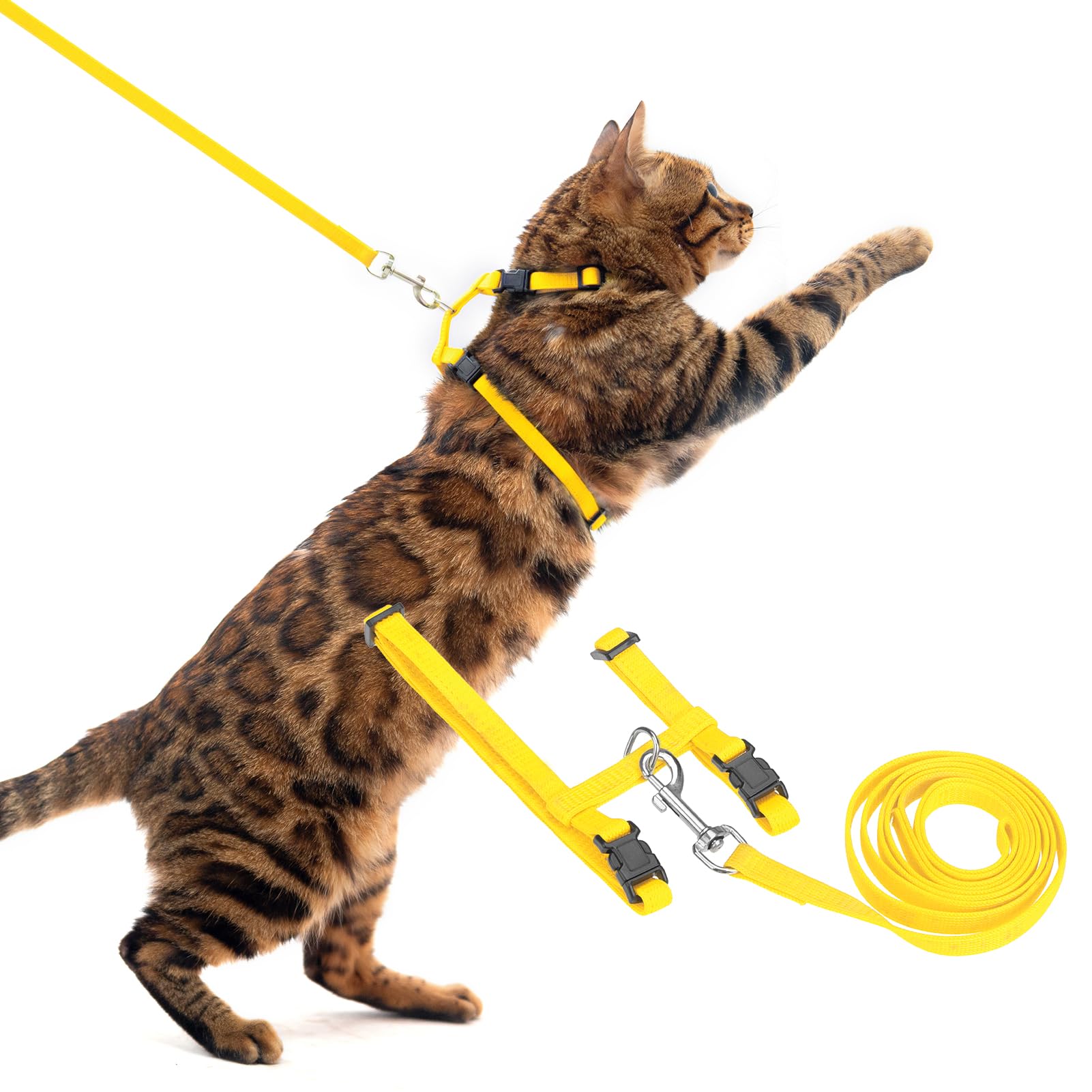 Photo 1 of PUPTECK Adjustable Cat Harness and Leash Set Escape Proof Kitten Strap Collar for Walking Travel, Yellow