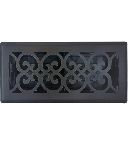 Decor Grates AC410-BLK Viktorianisches Bodenregister – Gusseisen, Schwarz, 4x10 Zoll, Für Unterputz Oder Aufsatzmontage