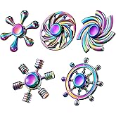 SCIONE Metal Fidget Spinner, Sensory Hand Fidget Toy 5 Pack-Anxiety Toys Stress Relief Reducer, Party Favors for Kid Adult, E