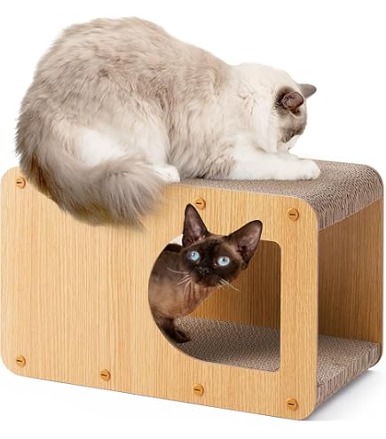 Rascador Para Gatos De Cartón Inclinado - Con Hierba Gatera, Reversible, 50x23x15 Cm