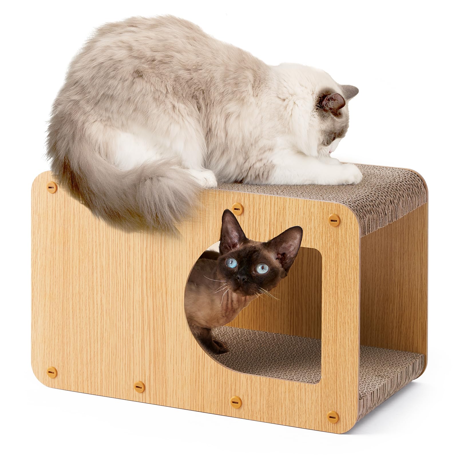 Photo 1 of EHEYCIGA Cardboard Cat Scratcher House, 17-Inch Corrugated Cat Scratcher for Indoor Cats, Kitten Scratching Board Pad, Brown