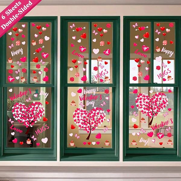 Amazon Com Ivenf Valentines Day Decorations Heart Window Clings