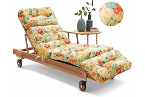 Uthem Outdoor Chaise Lounge Chair Cushion 75.1 x 22.8 x 4.7 Inches 100% Waterproof Replacement Memory Foam Patio Pool Lounge Chair Cushion for Outdoor Furniture with Ties, Daisy