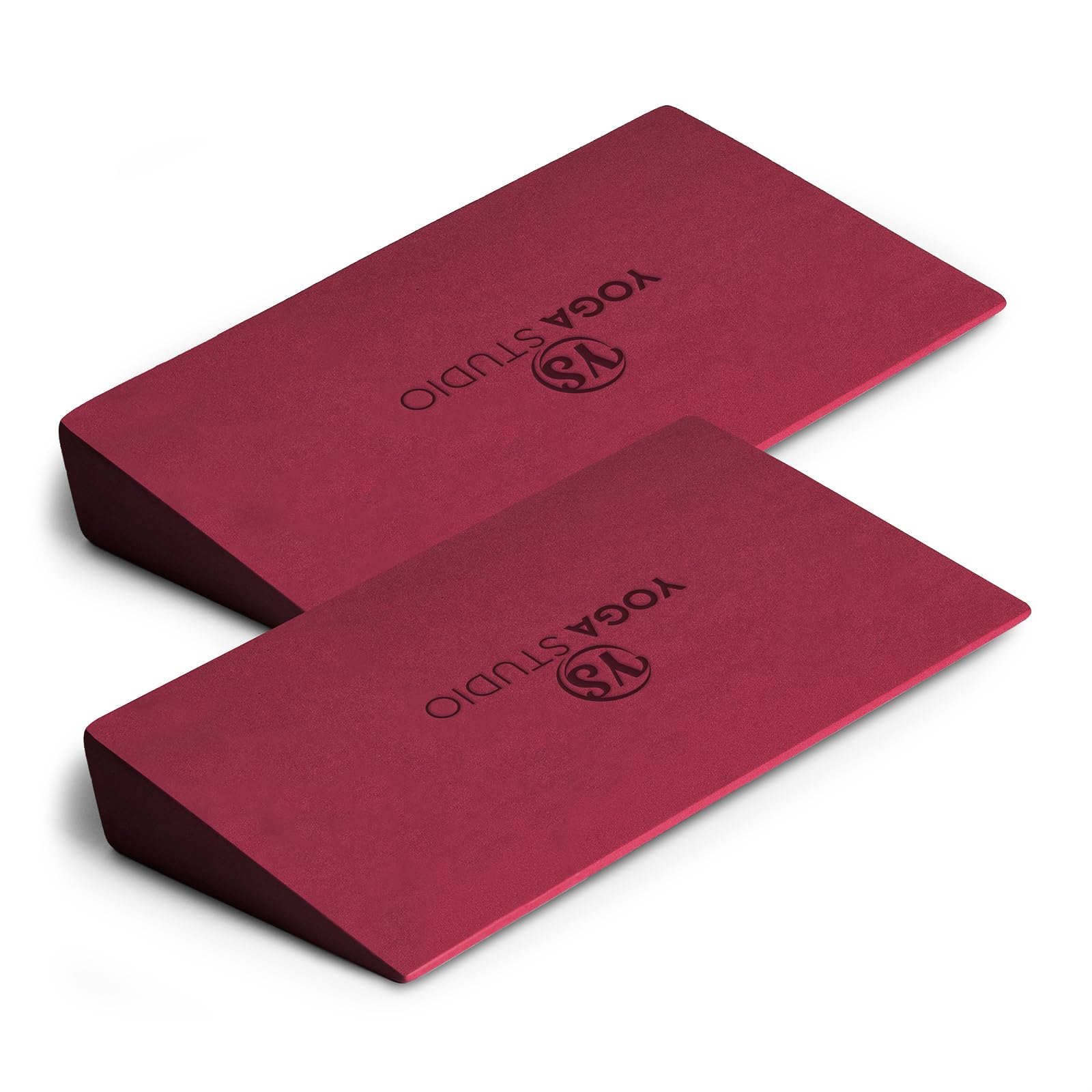 Yoga Studio EVA Yoga Wedge Blocks - 2 Pack (Pair) | Slant Board Twin Pack | Calf Stretcher | Lightweight EVA Foam | Mini Half Wedges | Non Slip Yoga Wedge for Wrists and Hands (Raspberry)