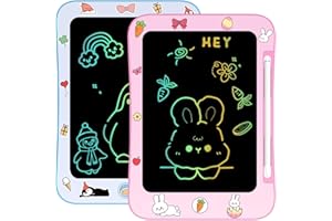 [2 Pack] Genialba LCD Writing Tablet for Kids, Colorful Screen Drawing Board for 3-7 Year Old Boys & Girls - Educational Toys for Birthday & Christmas (Penguin&Rabbit)