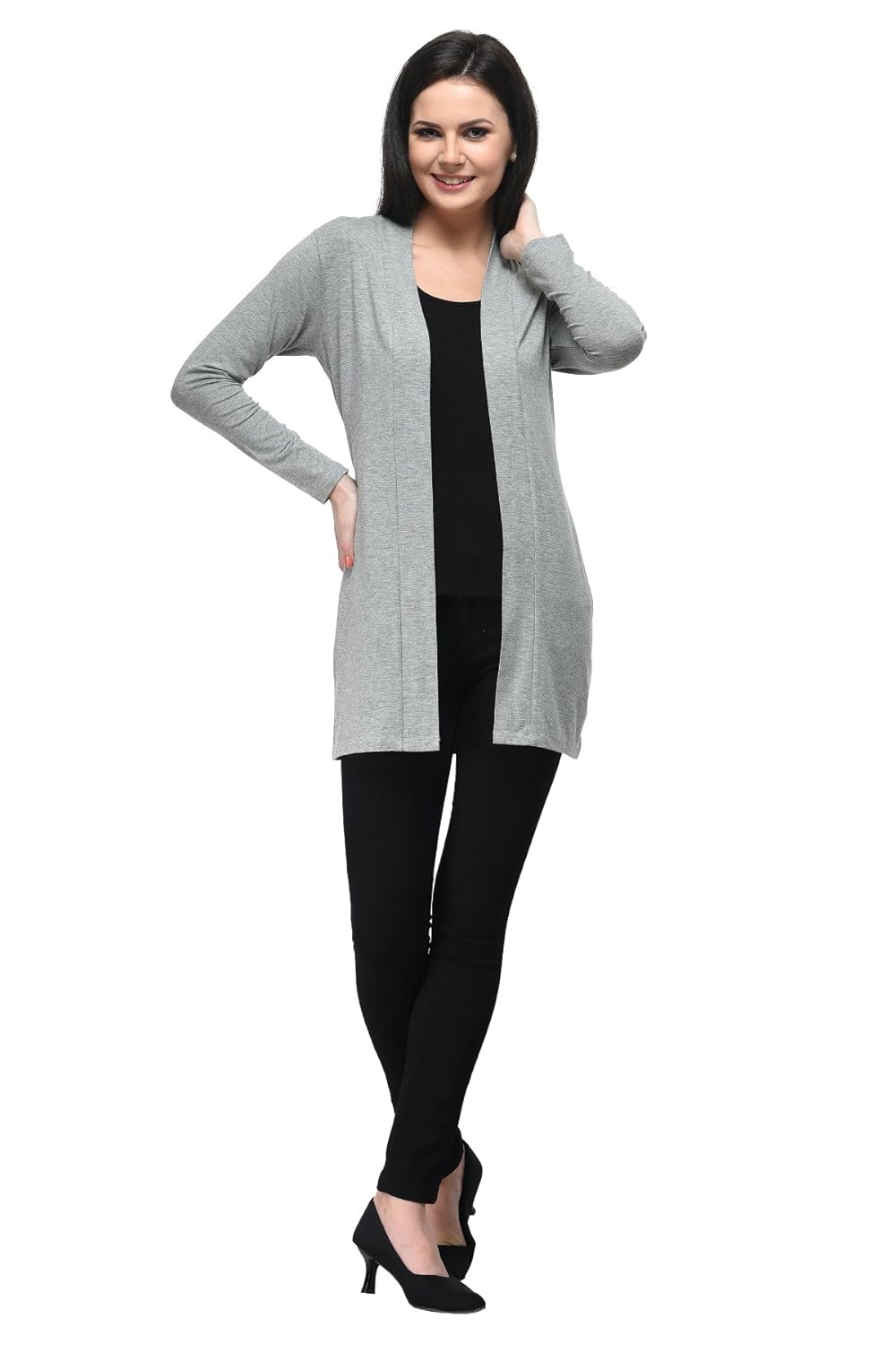 frenchtrendz lt.grey viscose spandex shrug for women