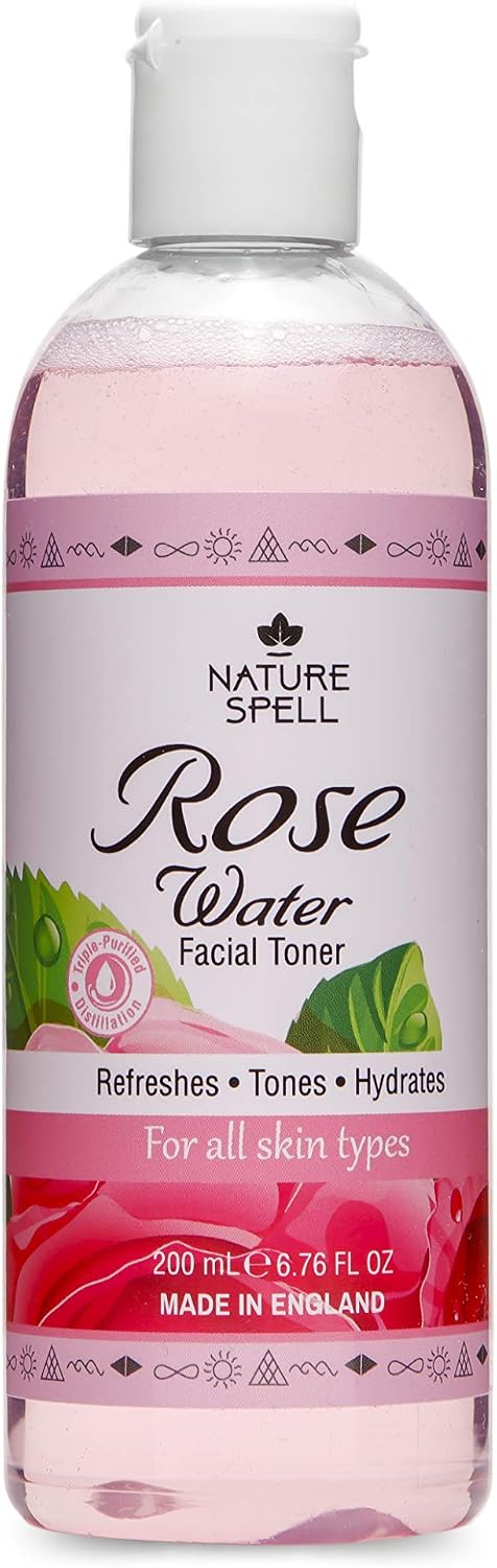 Nature Spell Rose Water Facial Toner, Hydrates & Restores Skin pH Balance, Suitable for All Skin Types Vegan, 200ml