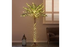 Birchlitland Lighted Palm Trees for Outside Patio 6FT 220 LED Fairy Lights, Artificial Palm Tree Lights Plug in for Home Pool Beach Decoration