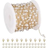 YOUBEIYEE 5 Meters Artificial Pearl Bulk Chain Gold Plated Stainless Steel Twist Cable Chains for Jewelry Making