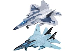 HOLYFUN Double Fighter Jet Toy, F14 & F22 Diecast Planes with Lights & Sounds, Great Christ Gift for Toddler,Kids, Boys