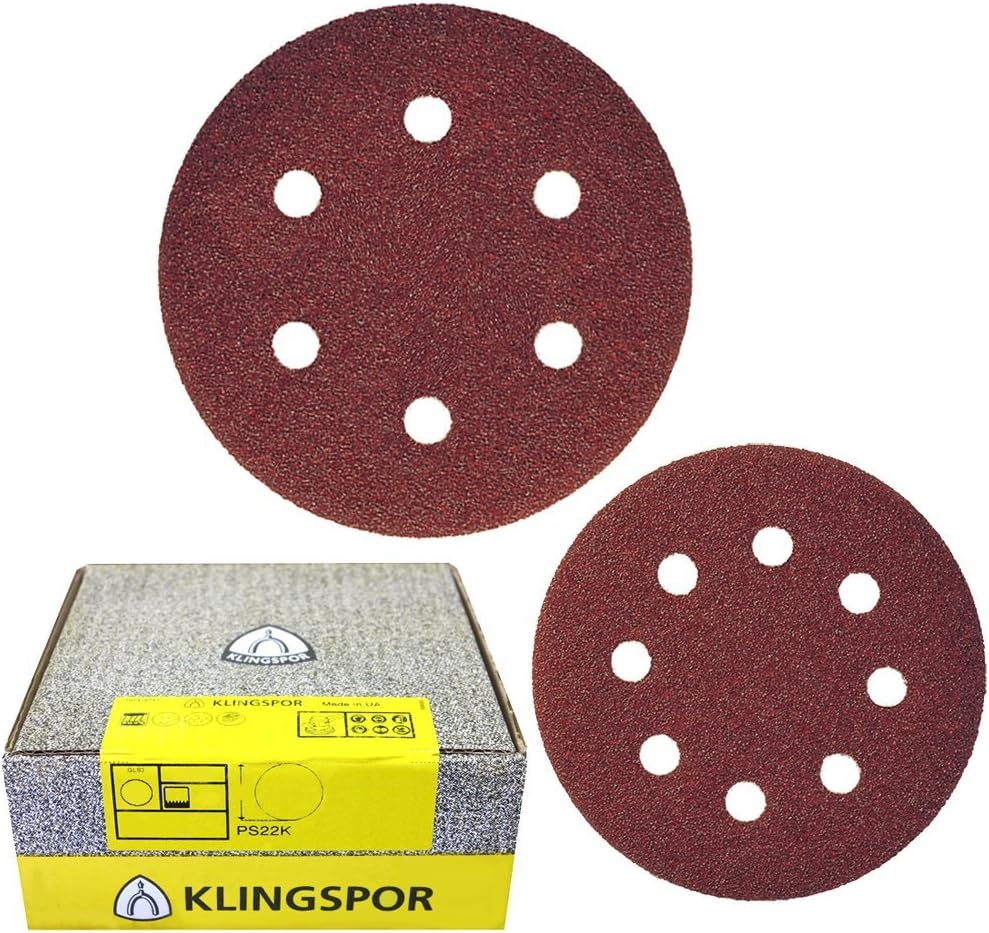Klingspor Self-Fastening Wood/Metal Sanding Discs - PS 22 K 120 Grit 125mm 8 Hole Pack of 25