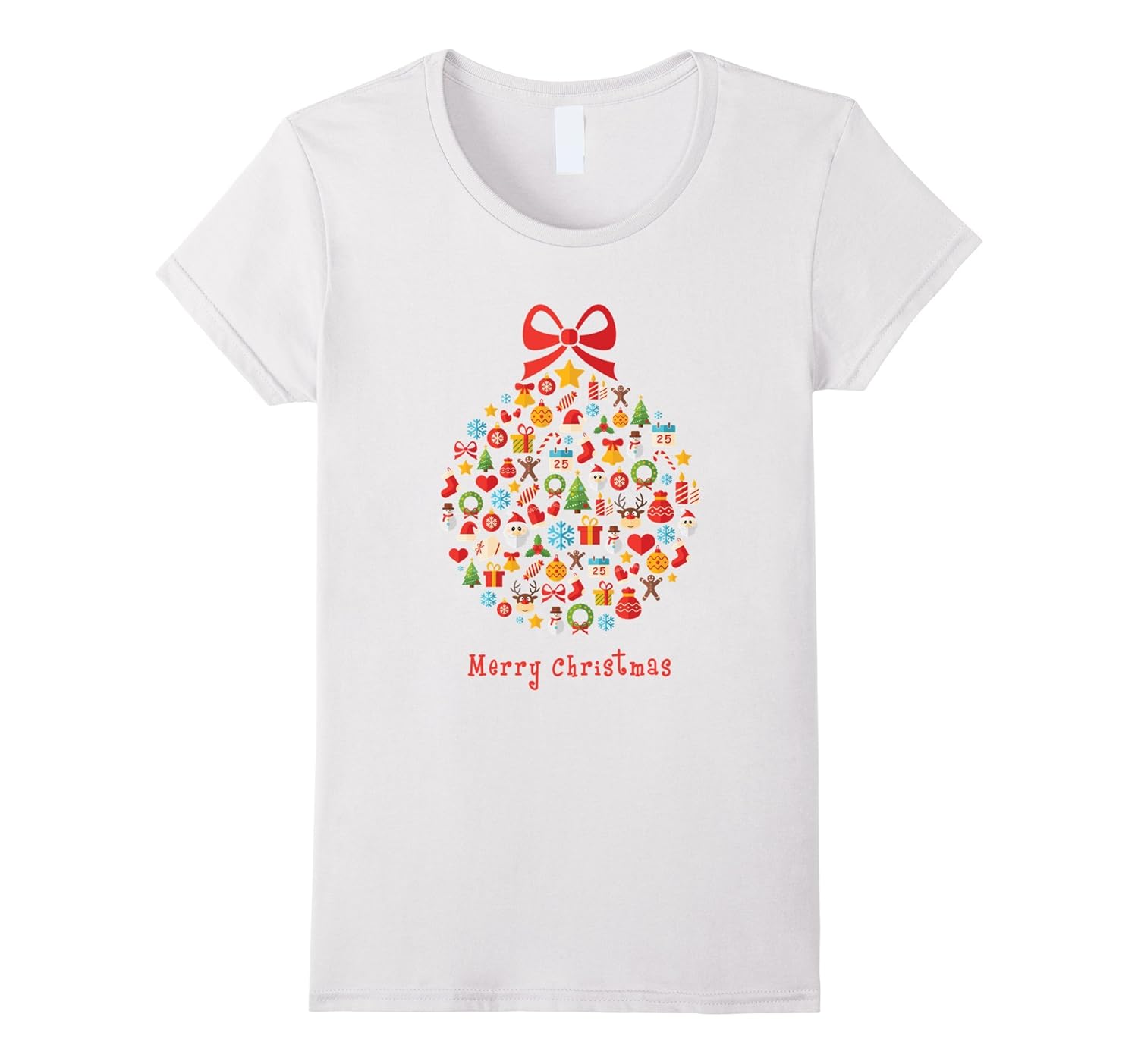 Christmas Holiday Symbols Emoji Ornament with Ribbon T-Shirt-Rose