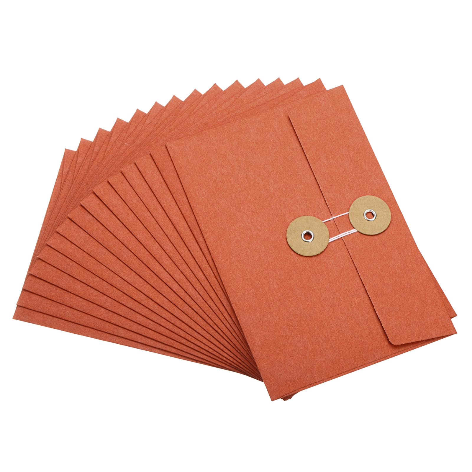 PATIKIL 4.5x6.7" Gift Card Envelopes with String Tie Closure, 15 Pcs Christmas Card Holders Greeting Business Card Envelope for Thanksgiving Day Halloween Birthdays Weddings, Orange, 17 x 11.5 cm — image 1