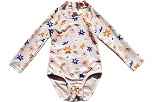 LDIOIF Girls Rash Guard Swimsuit One Piece Long Sleeve Striped Toddler Girl Full Cover Ruffle Bathing Suit with UPF 50+