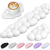 TECKNET Cloud Keyboard Wrist Rest Set, Cloud Wrist Rest with Non-Slip Base, PU Leather Wrist Pad for Keyboard with Ergonomic Memory Foam for Computer Laptop Office Gaming and Pain Relief, White