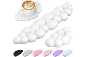 TECKNET Cloud Keyboard Wrist Rest Set, Cloud Wrist Rest with Non-Slip Base, PU Leather Wrist Pad for Keyboard with Ergonomic Memory Foam for Computer Laptop Office Gaming and Pain Relief, White