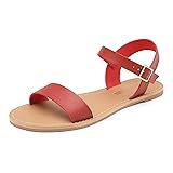 DREAM PAIRS Women's Ankle Strap Flat Sandals Open