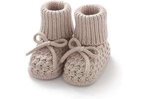 Wugugu Newborn Shoes Knitted Baby Booties Hand Crochet Knit Infant Boys Girls First Walkers Soft Crib Sock Boots