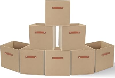 Amazing Tour 4 Pcs Cube Storage Boxes 27x27x27 Khaki Foldable Fabric