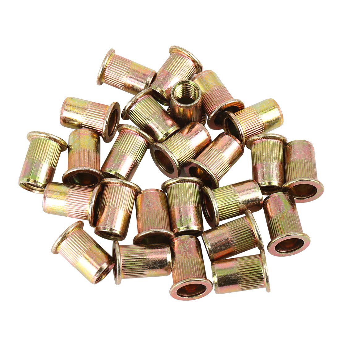 X AUTOHAUX 25 Pcs M10 Flat Head Rivet Threaded Insert Nuts Zinc Plated for Car