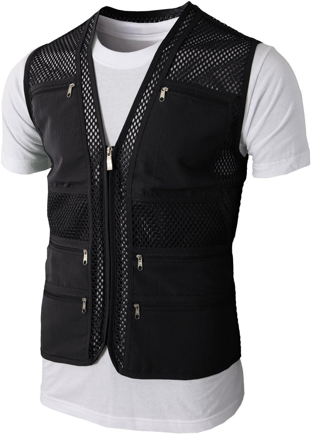 JRui US X-Large 6 Pockets Men's Outdoor Multifunction Multi-Pocket Fishing Photo Journalist's Vest Casual Work Utility Hunting Travels Sports Mesh Vest