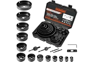 Luckyway 17-Piece Hole Saw Kit - 3/4" to 5" Hole Saw Set With Mandrel for Wood, Plastic, PVC and Drywall