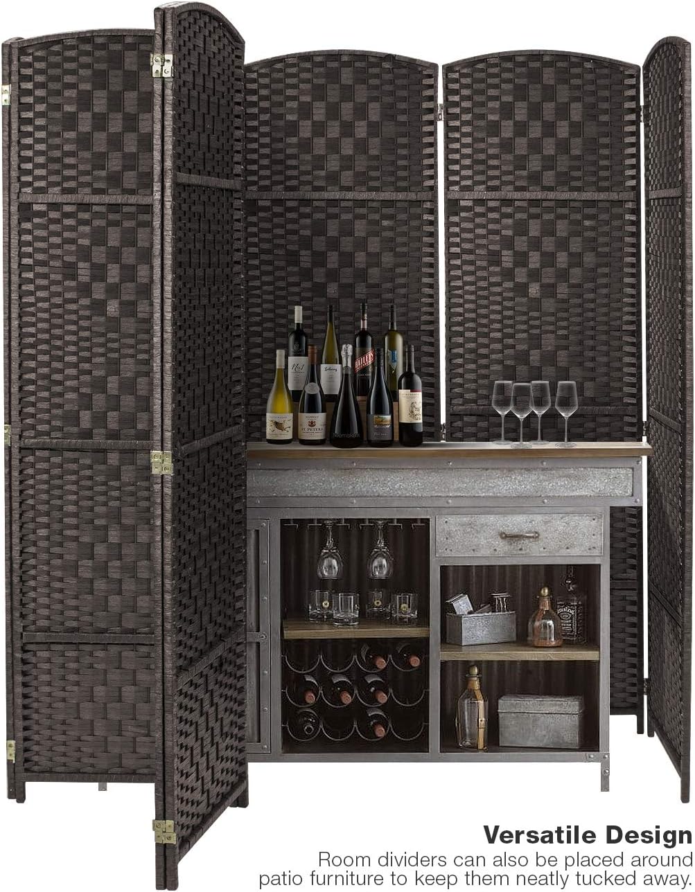 Sorbus Room Divider Privacy Screen, 6 ft. Tall Extra Wide Foldable Panel Partition Wall Divider, Double Hinged Room Dividers and Folding Privacy Screens, Diamond Double-Weaved(8 Panel, Espresso Brown): Furniture & Decor