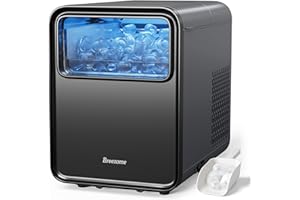 BREEZOME Ice Maker Countertop, Self-Cleaning Ice Machine, 9 Cubes in 6 Mins, 26.5lbs in 24Hrs, Compact Ice Maker with Basket & Scoop, Quiet Operation, 2 Sizes of Bullet Ice for Home Kitchen Camping RV
