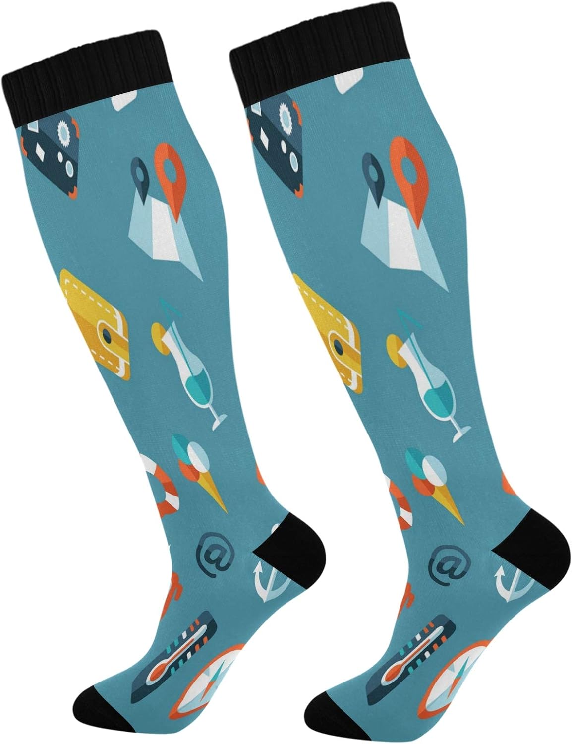 Blueangle Fun Travel Pattern Compression Socks for Men
