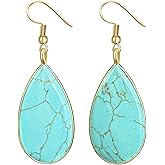 Turquoise Earrings, Gold Dangle Earrings for Women, Boho Earrings for Womens Western Jewelry, December Birthstone Earrings for Her