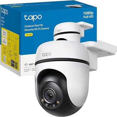 Tp-link tapo c500 - câmera de vigilância wi-fi externa 360º, resolução 1080p, detecção de movimento, visão noturna até 30m, áudio bidirecional, sirene, alexa e google compatível