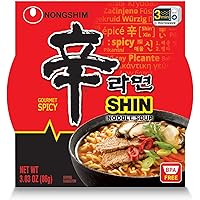 Nongshim Shin Bowl Noodle Soup, Gourmet Spicy, 3.03 Ounce (Pack of 6)