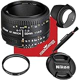 Nikon AF NIKKOR 50mm 1.8D Lens for DSLR Cameras Accessory Kit