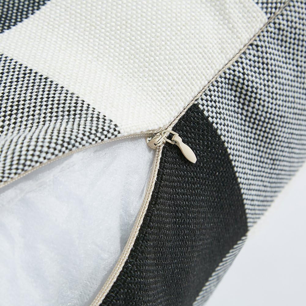 Set of 2 Fall Black and White Buffalo Check Plaid Throw Pillow Covers Farmhouse Decorative Square Pillow Covers 18x18 Inches for Farmhouse Home Decor: Home & Kitchen