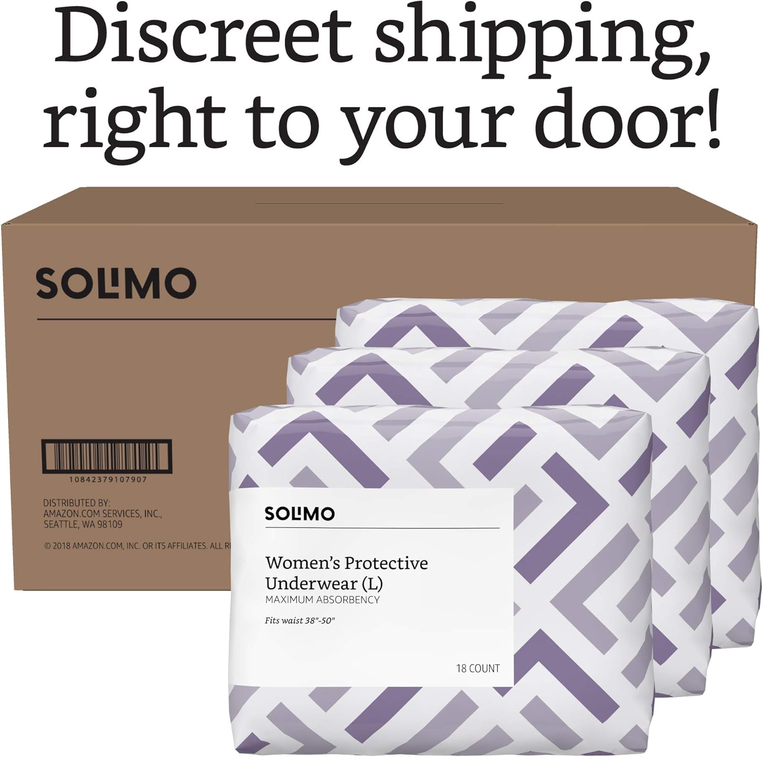  Brand - Solimo Incontinence Underwear for Women, Maximum Absorbency, Large, 54 Count, 3 Packs of 18: Health & Personal Care