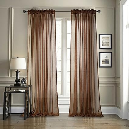 Amazon Com Dreaming Casa Chocolate Sheer Curtains Solid Voile