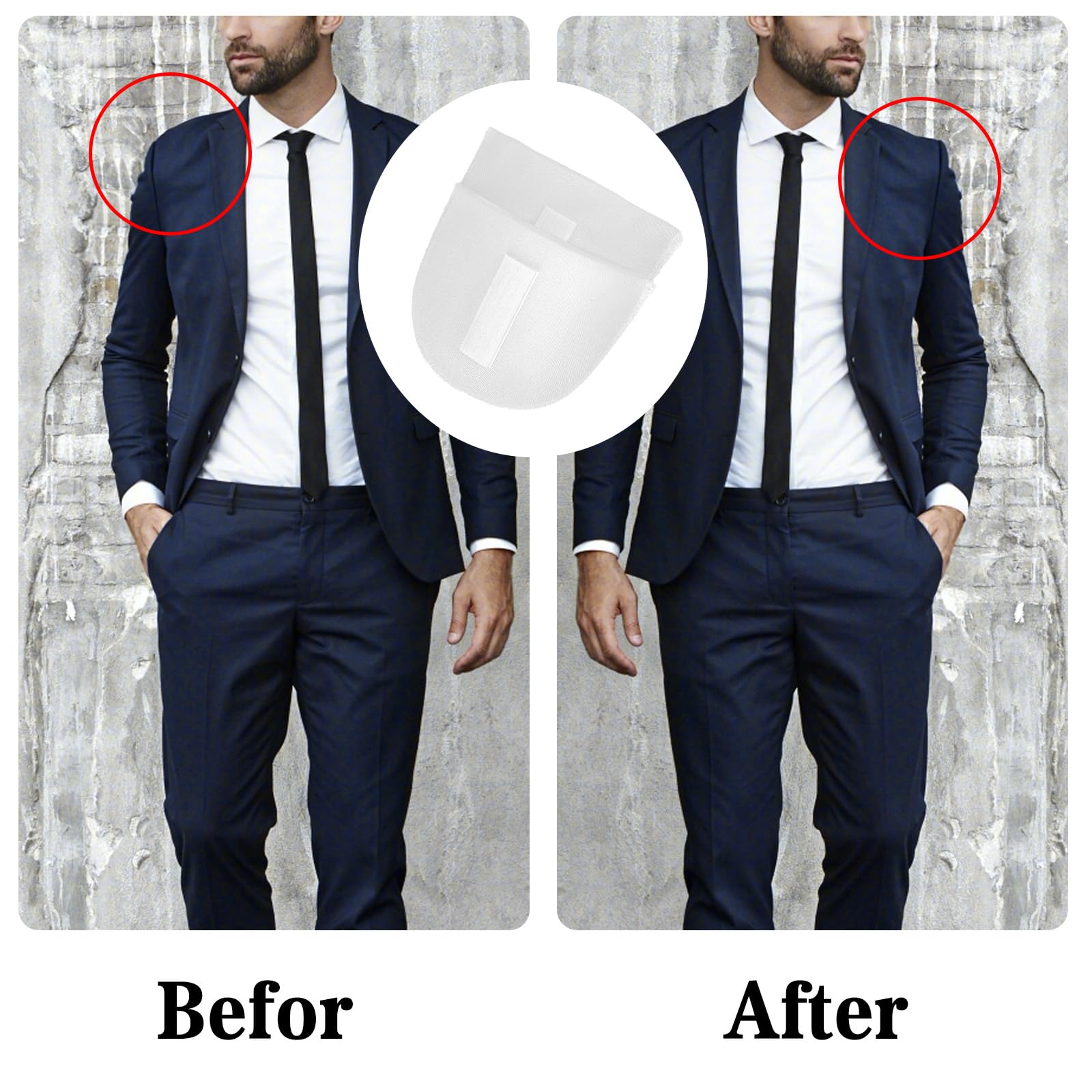 2 Pairs Set-in Shoulder Pads Thickness 1.5cm Breathable Sponge Pads Shoulder Enhancer Sewing Supplies for Women Men Sloping High Low Shoulders Blazer Suit T-Shirt (Black+White)