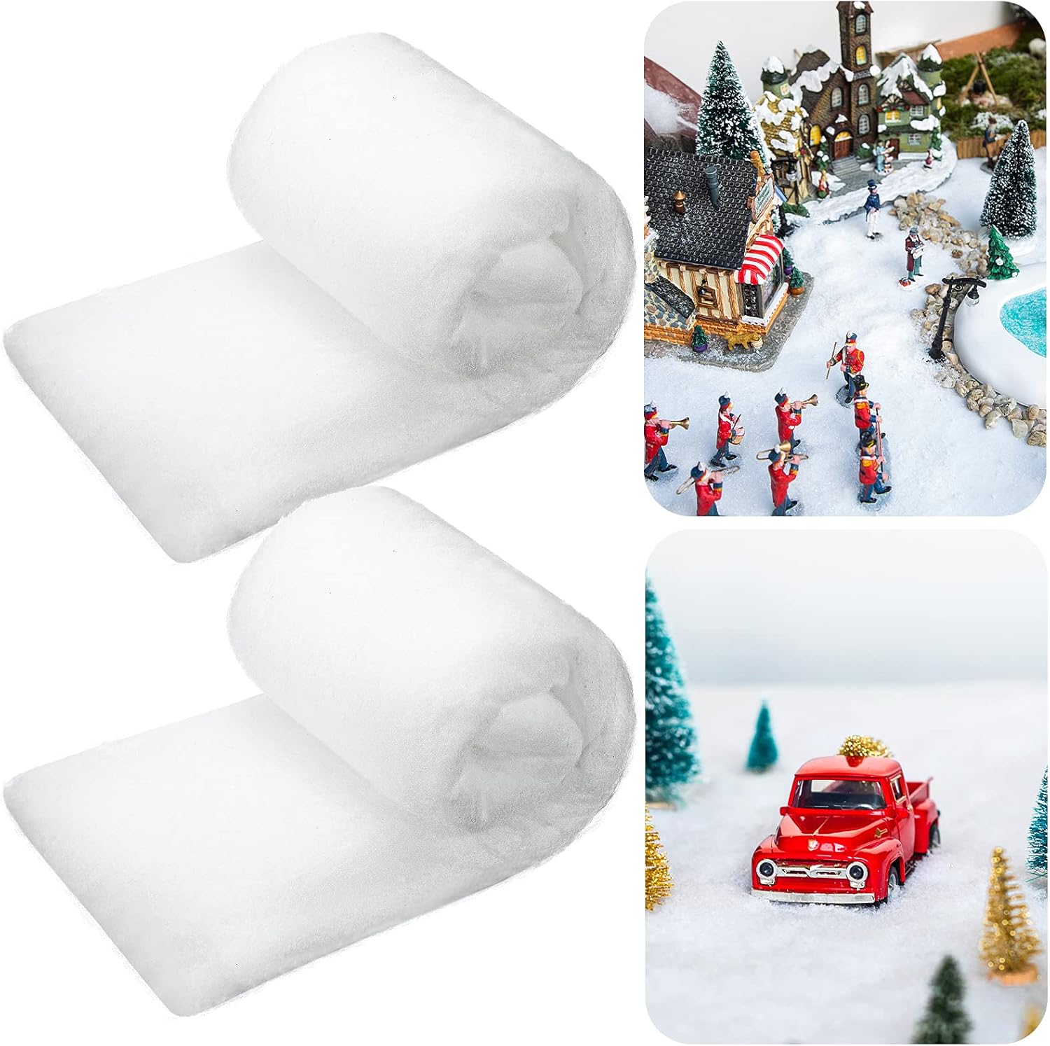 Artificial Snow - BBTO Large Artificial Snow Roll Christmas Rustic Snow Blanket Thickened Christmas Faux Snow Sheet Decorations for Holiday(2 Pieces,31 Inch x 7.9 Feet)