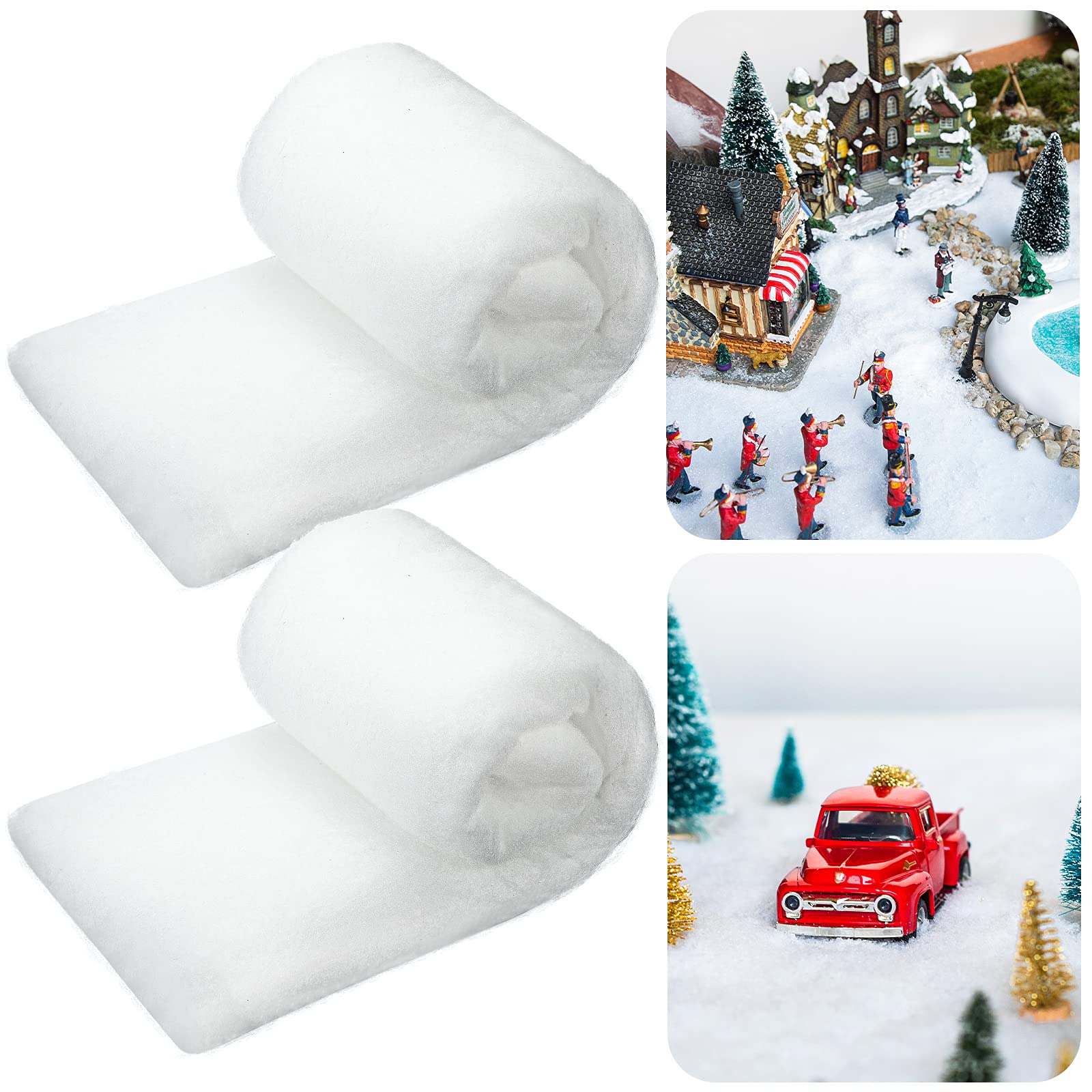 BBTO Christmas Snow Blanket Set Artificial Snow Blankets for Christmas Village Backdrop Decorations (2 Pieces,31 Inch X 7.9 Feet)