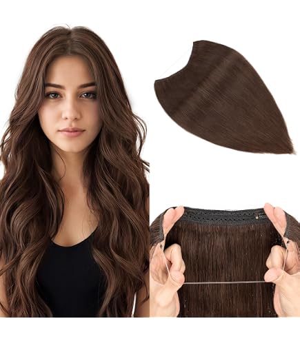 Amazon.com : Benehair Brown Halo Hair Extensions Remy Human  display picture 1