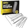 HongWay 120 Pack Landscape Staples 6 Inch 11 Gauge Stakes, Galvanized Garden Staple U-Shaped Pins and Landscaping Staples for