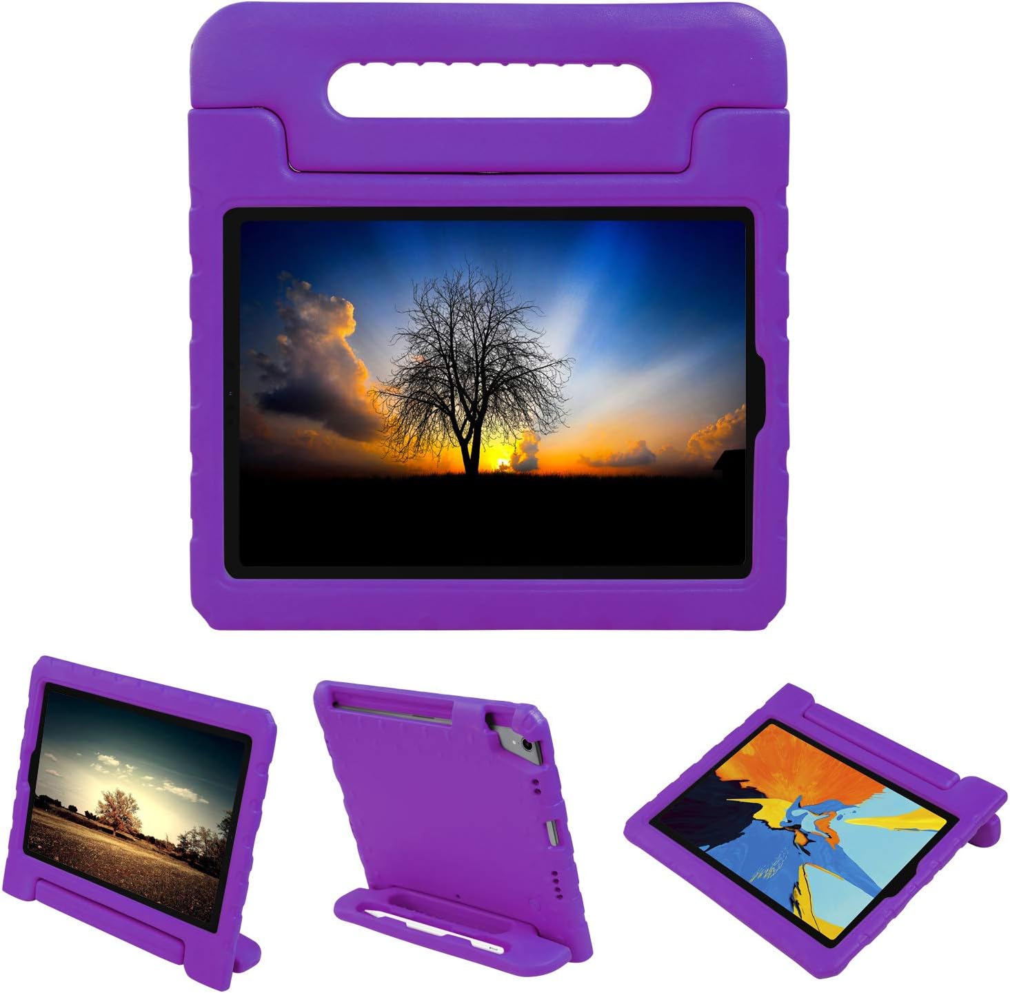 NEWSTYLE Shockproof Case for Apple iPad Pro 11 inch Case Light Weight Kids Case Super Protection Cover Handle Stand Case for Kids Children with Apple Pencil Holder (2018 Released) (Purple)