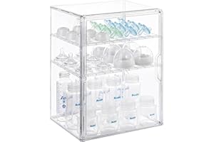 Onilife Baby Bottle Storage Organizer for Countertop Cabinet, 3 Tier Adjustable Bottles Station Container, Clear Acrylic Case