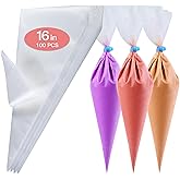 firstake Piping Bags 16 Inch - Disposable Piping Bags 100pcs, Large Pastry Bags, Thickened Frosting Bags, Cake Decorating Bag