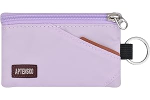 APTENSKO RFID Travel Wallet with Adjustable Lanyard-Zipper Small Wallet with ID Card Holder, Keychain for women&men-Minimalist Slim Waterproof Nylon case for ID, Cash, Key (Soft Lilac)