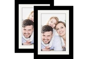 WUTL Picture Frames 5x7 2 Pack Made of Solid Wood Black for Wall Mounting and Tabletop Display