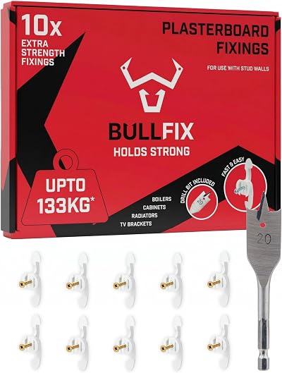 Bullfix Extra Plasterboard Fixings Heavy Duty Pack 10 Starter Set 133kg