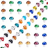 Ornaland 48~50 Pcs Lampwork Glass Beads Mushroom Glass Beads Charms Handmade Lampwork Loose Spacer Beads for Bracelets Necklaces Earrings Jewelry Making