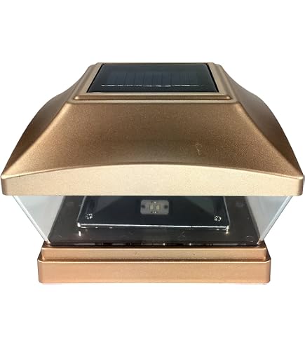 thumbnail image 2 of 2-Pack Solar Post Cap Lights For 6x6 Fence Posts - Plastic Copper Finish, 5 LED 78 Lumens 2 of 3