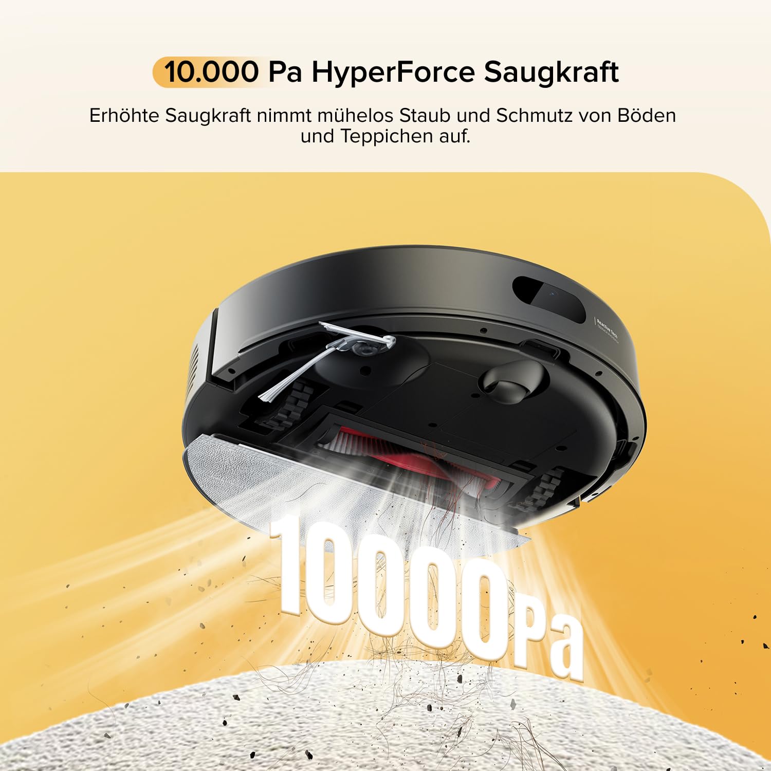 roborock Q7 M5 Saugroboter mit Wischfunktion, 10.000Pa Starker Saugkraft, Dual Anti-Tangle-System, 150Min Laufzeit, LiDAR Navigation, Staubsauger Roboter für Teppich, Tierhaare, APP Steuerung(Schwarz) 2